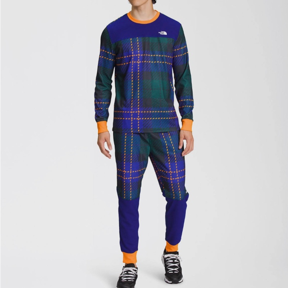 THE NORTH FACE Mens Base Layer Plaid Waffle Set Shirt Pants FlashDry